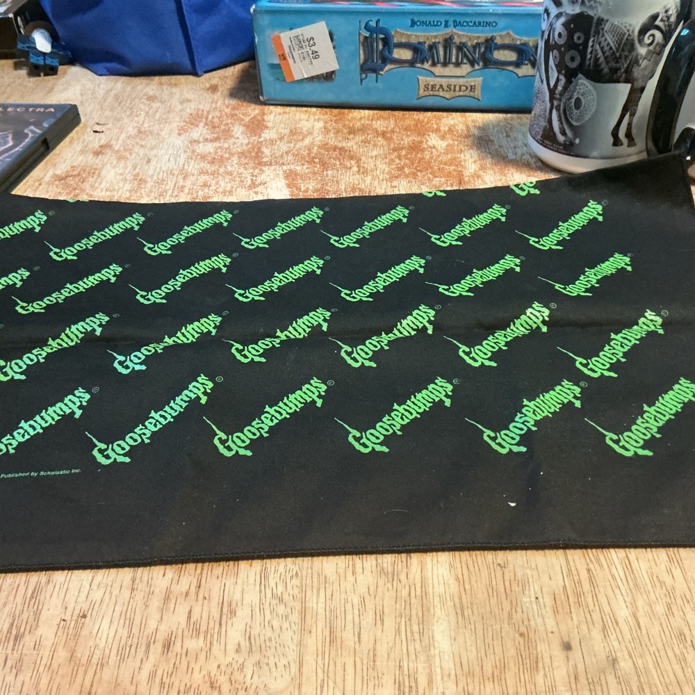 Vintage 1995 RL Stine Goosebumps Bandana Fan Club Box Promo Black Green Logo